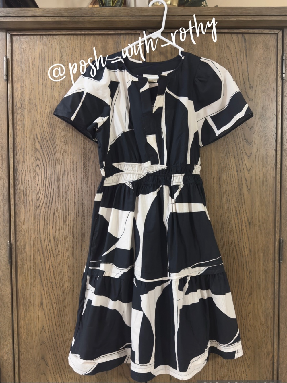 Maeve Somerset Dress Medium Graphic Black and White